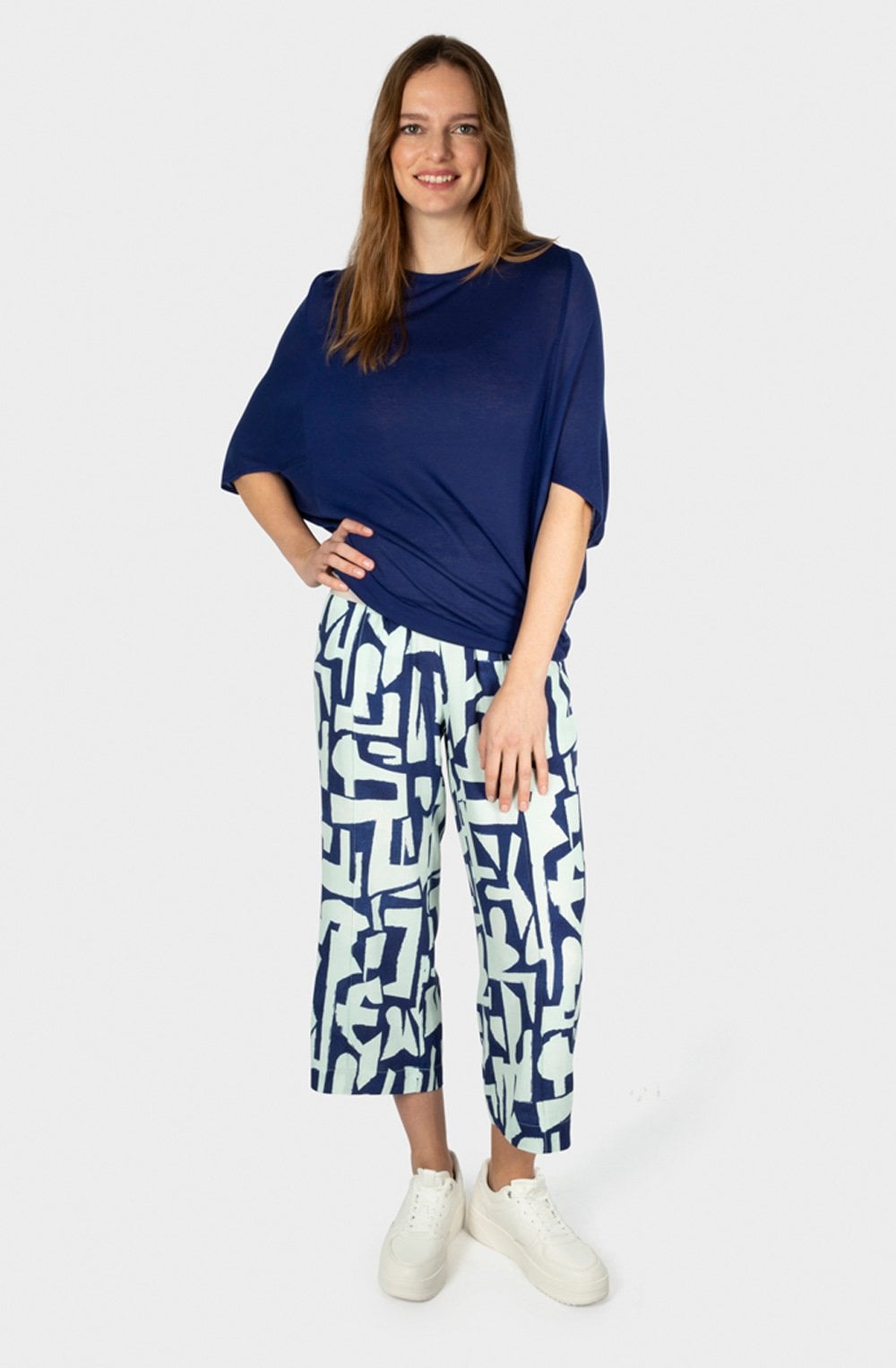 Bell Blue Oversized Bat Sleeve Top