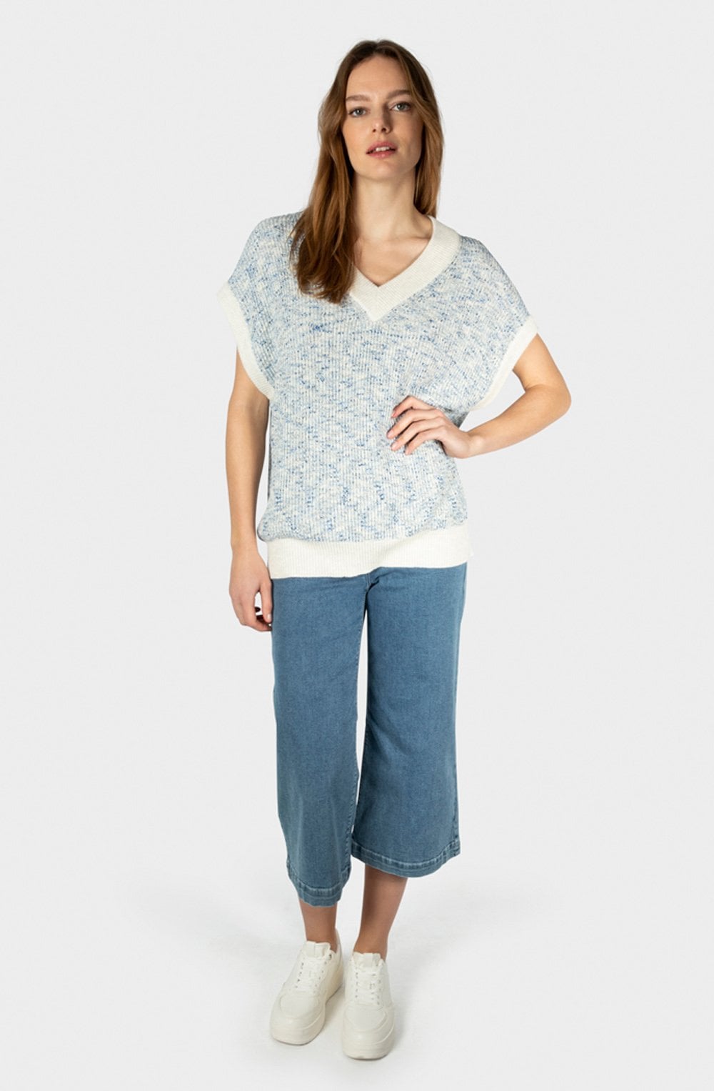 Bell Blue Ribbed Knit Pullover