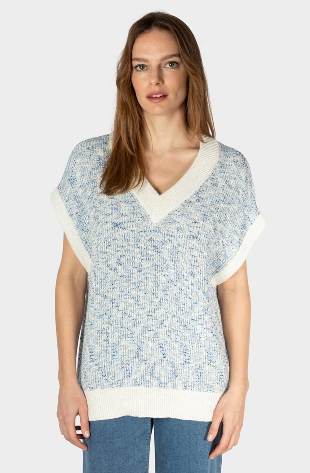 Bell Blue Ribbed Knit Pullover