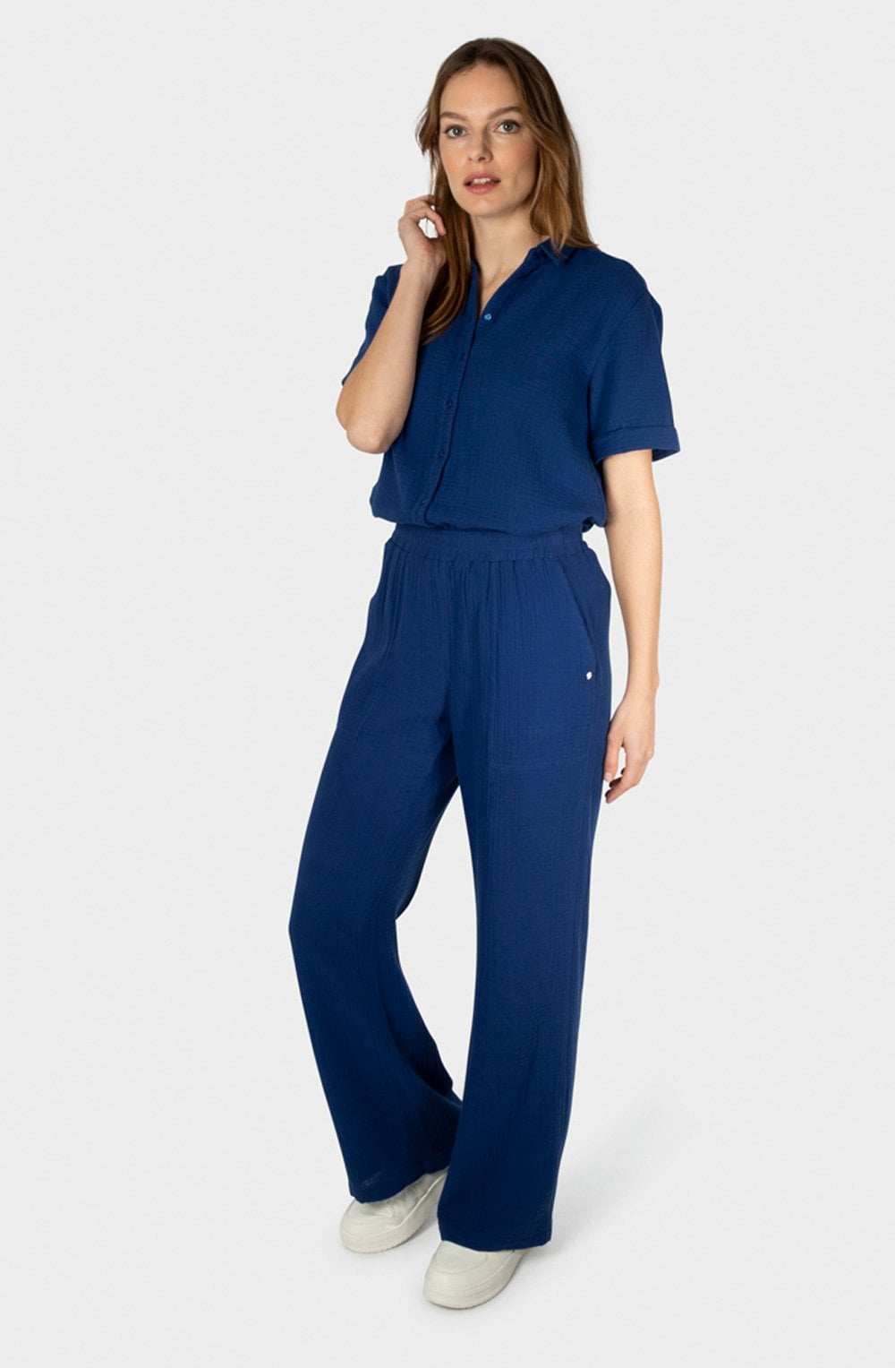 Bell Blue Short Sleeved Muslin Blouse