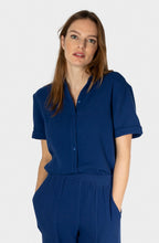 Bell Blue Short Sleeved Muslin Blouse