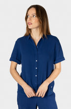 Bell Blue Short Sleeved Muslin Blouse