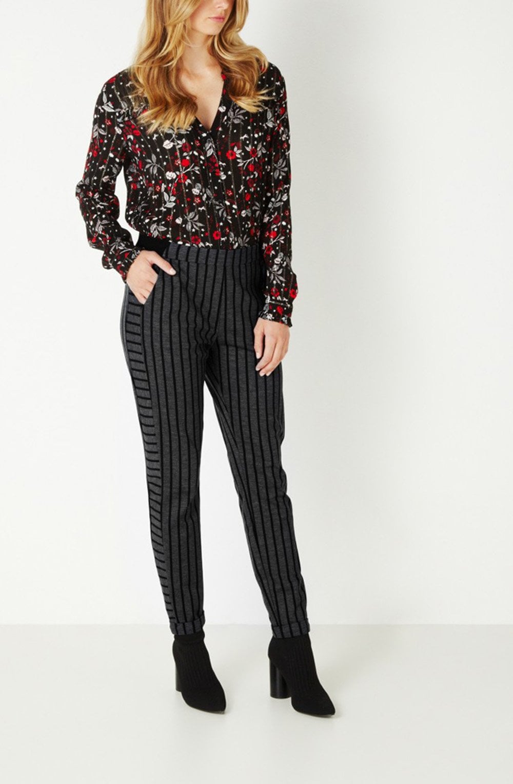 Black and Grey striped Jeggings