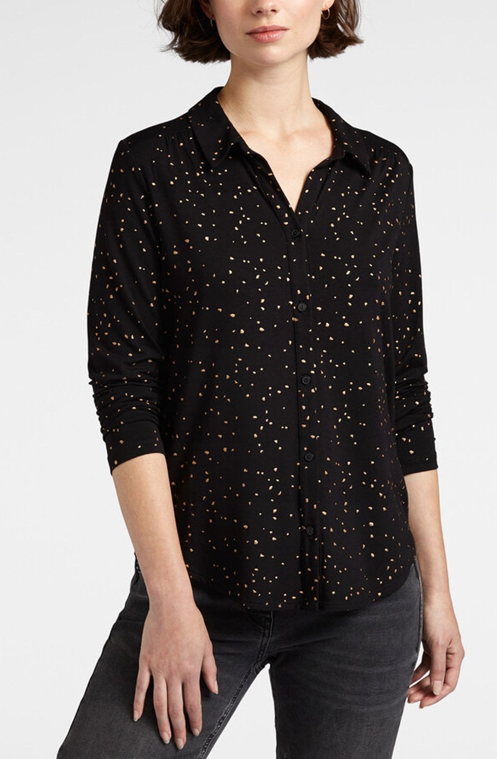 Black & Gold Fleck Button Down Blouse