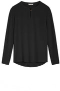 Black Long Sleeve Keyhole Top
