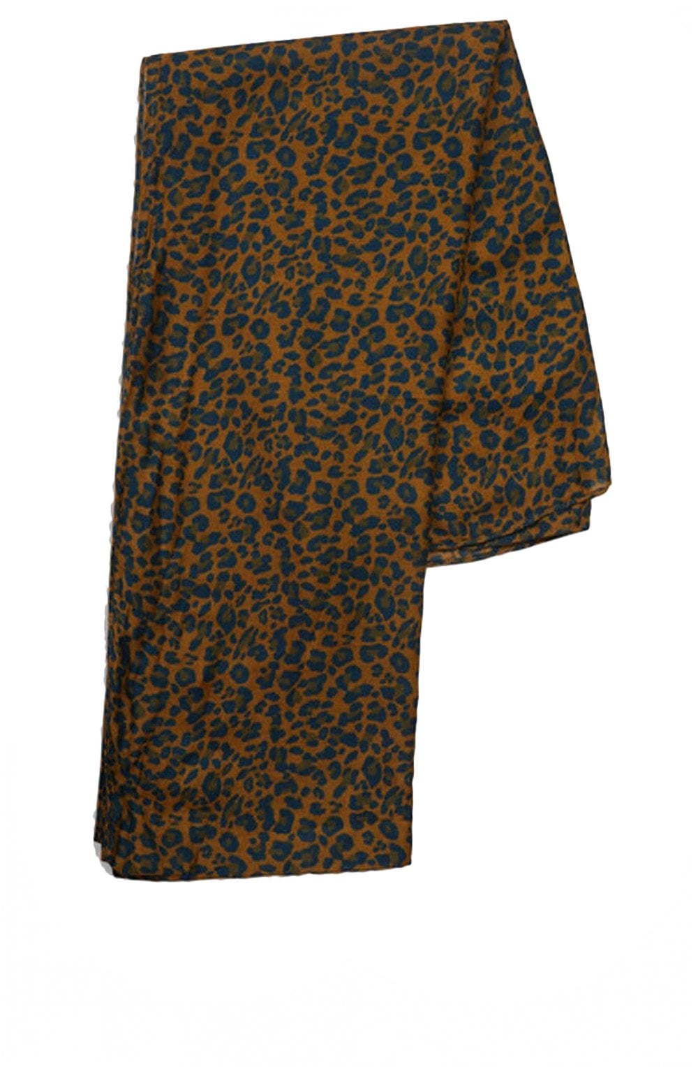 Blue And Brown Leopard Print Scarf