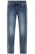 Blue Denim Striped Detailed Jeans
