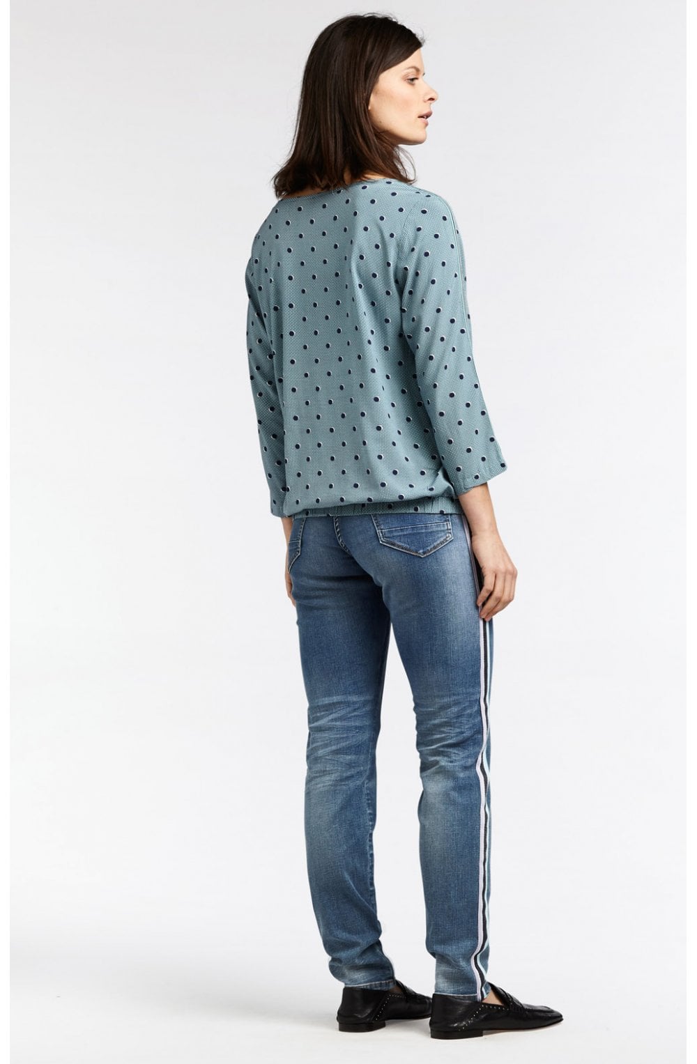 Blue Denim Striped Detailed Jeans