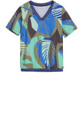 Blue & Green Bold Print Blouse