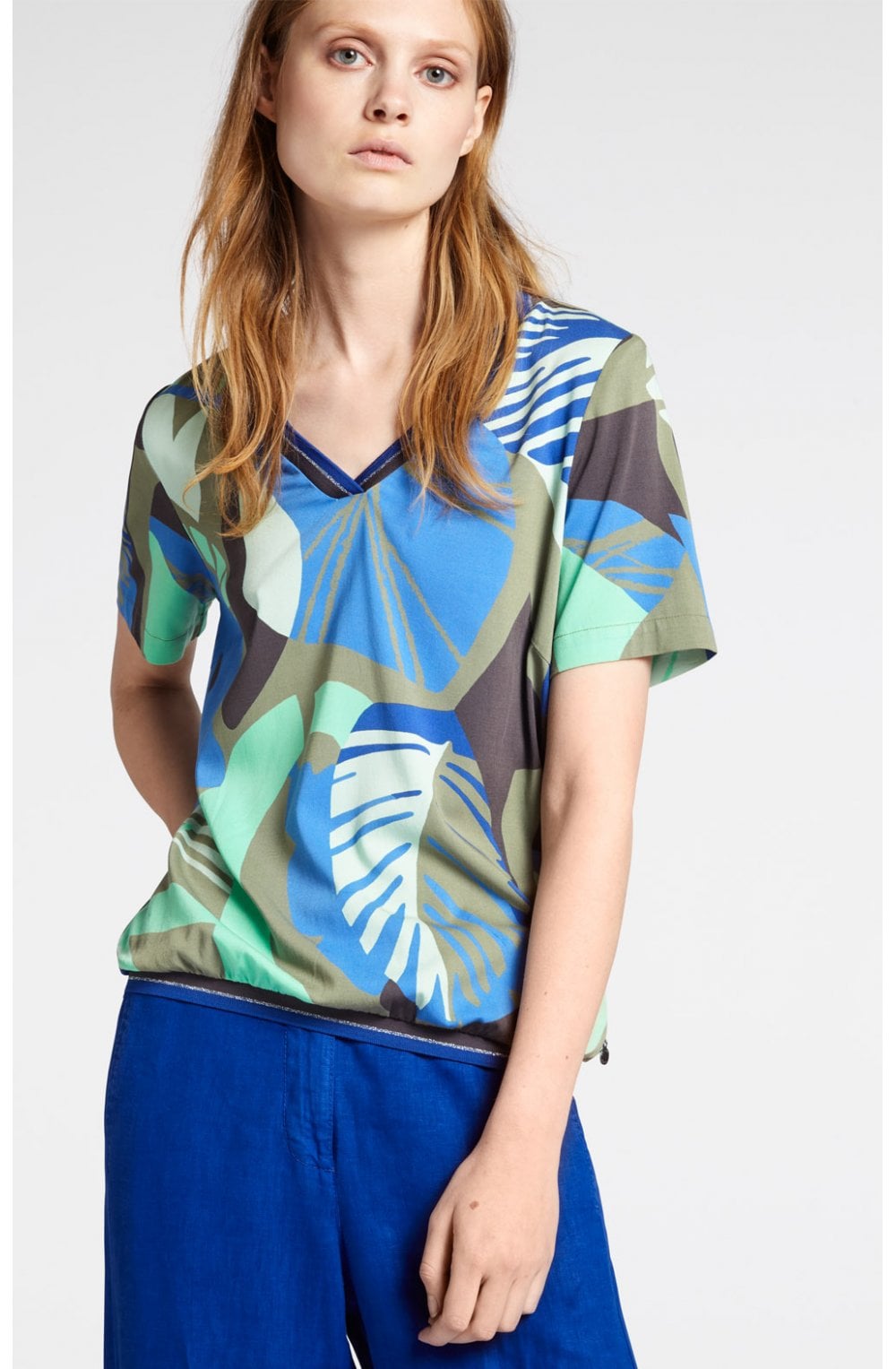Blue & Green Bold Print Blouse