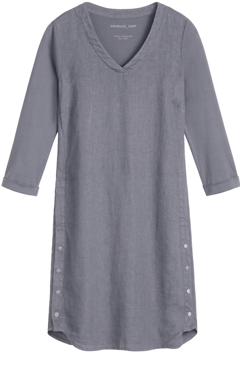 Blue Grey Linen Shift Dress