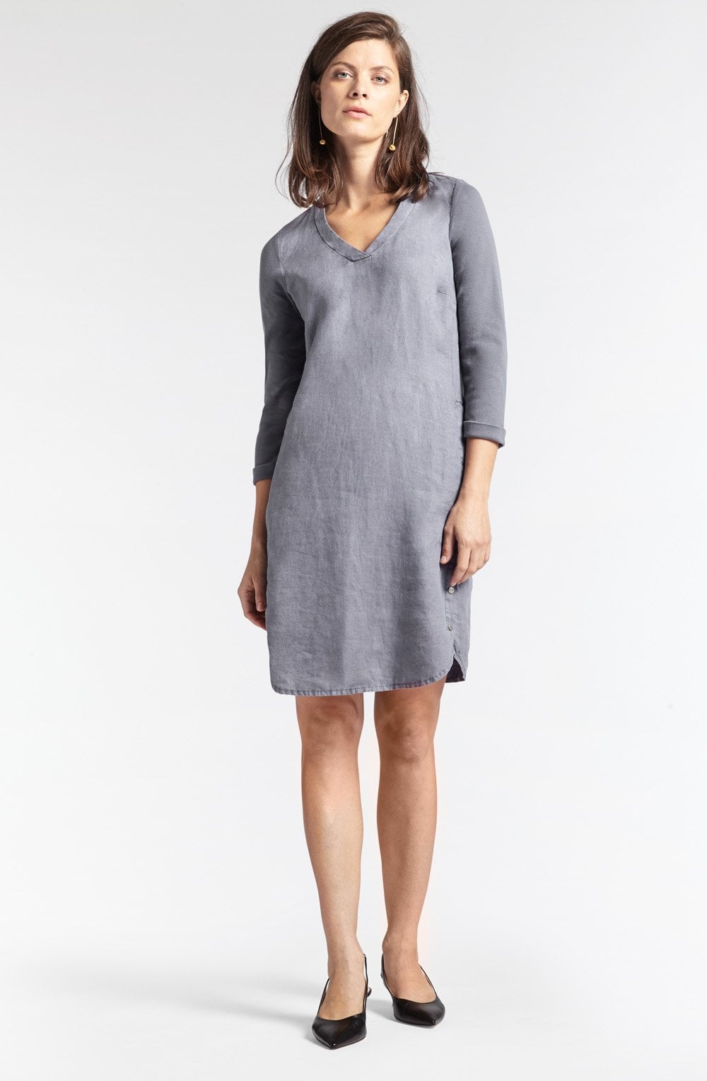 Blue Grey Linen Shift Dress