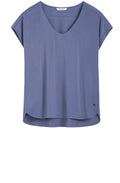Blue Grey Silky Front Top
