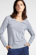 Blue Grey Striped Top