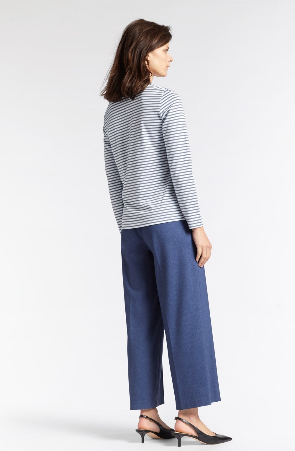Blue Grey Striped Top