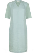 Blue Haze Linen and Contrast Jersey Dress