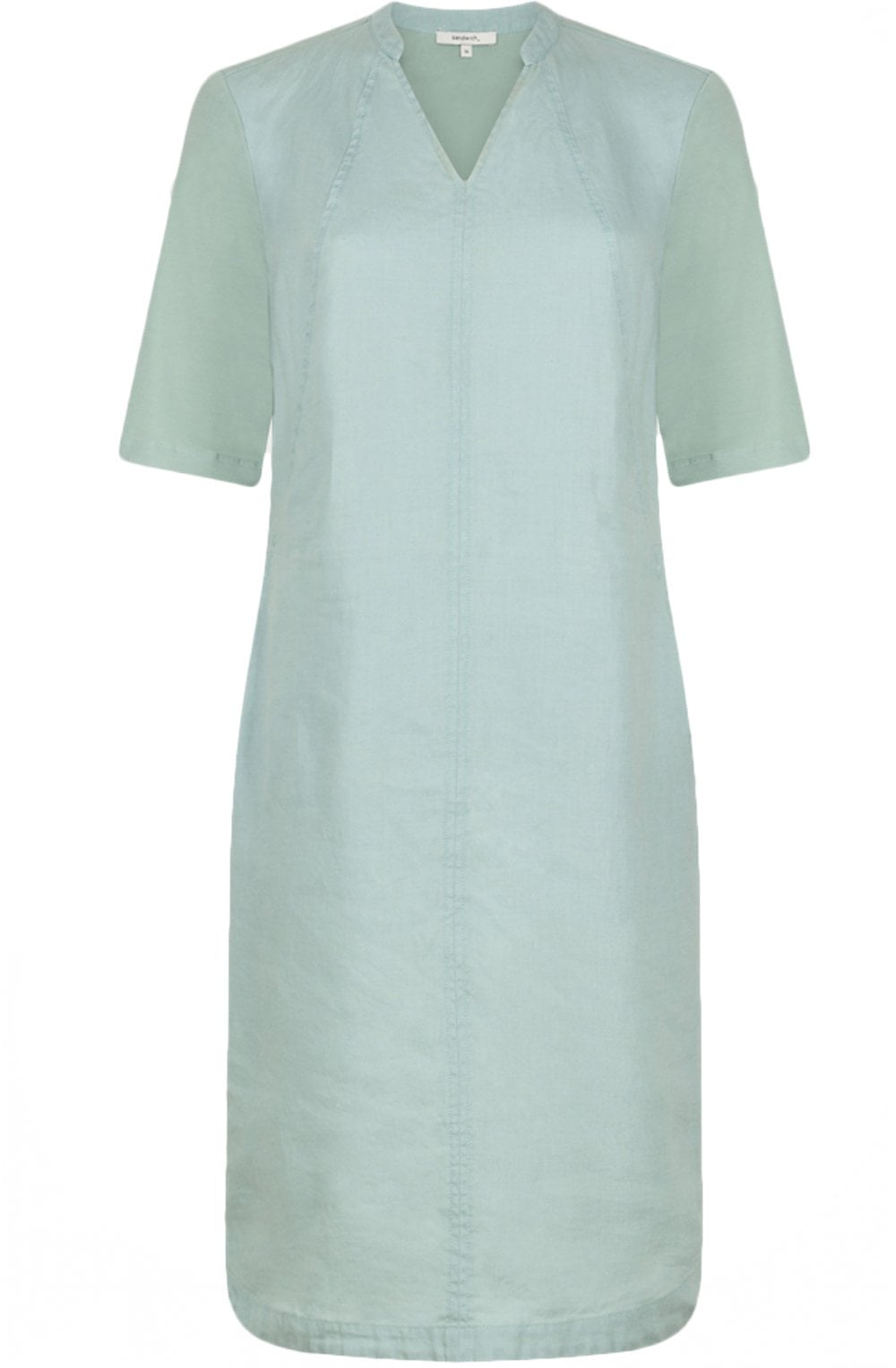 Blue Haze Linen and Contrast Jersey Dress