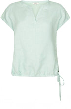 Blue Haze Tie Detail Linen Top