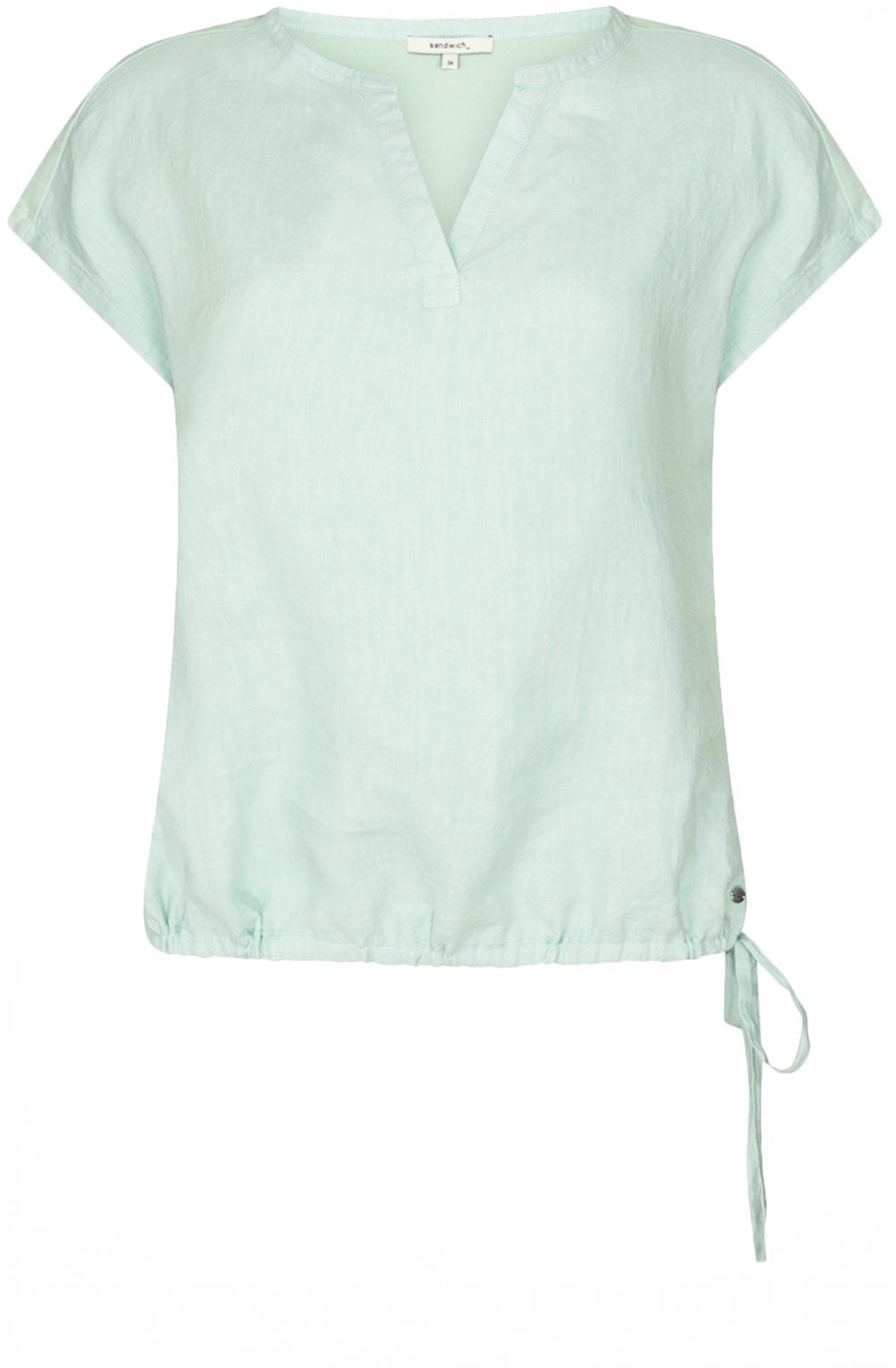 Blue Haze Tie Detail Linen Top