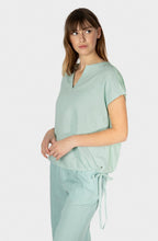 Blue Haze Tie Detail Linen Top