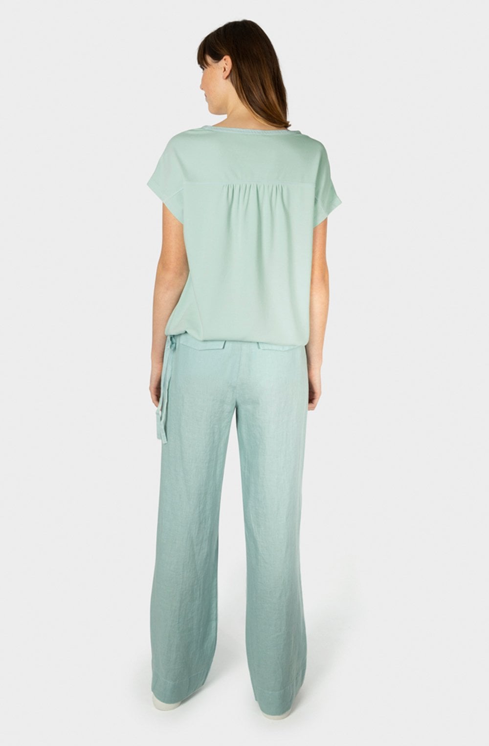 Blue Haze Tie Detail Linen Top