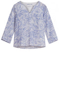 Blue Leaf Patterned Blouse