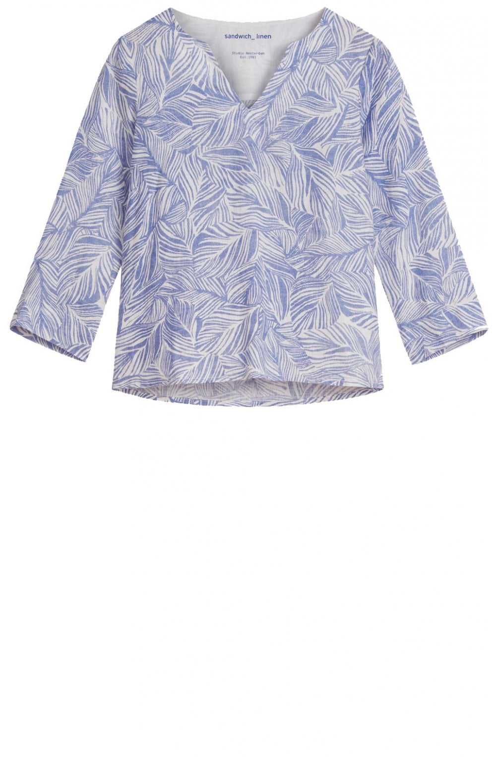 Blue Leaf Patterned Blouse