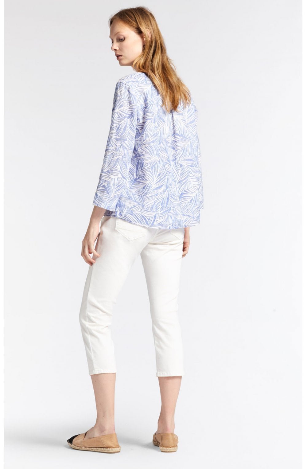 Blue Leaf Patterned Blouse
