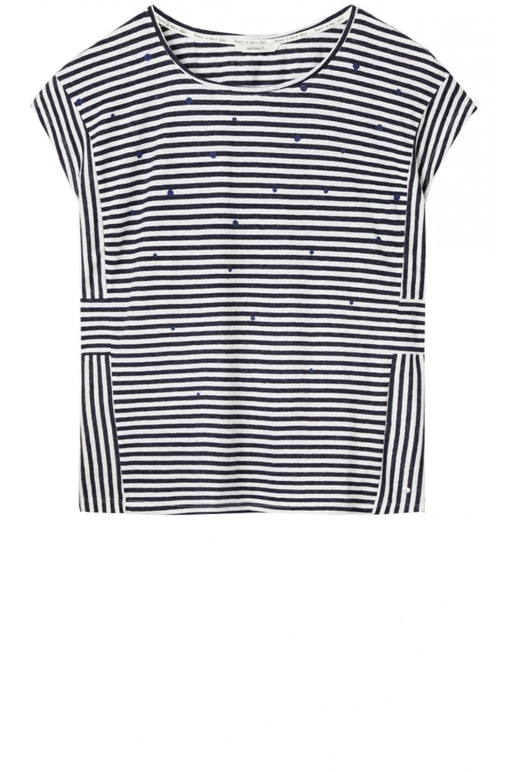 Blue & Off White Striped Top
