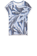 Blue Patterned Front T Shirt