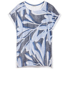 Blue Patterned Front T Shirt