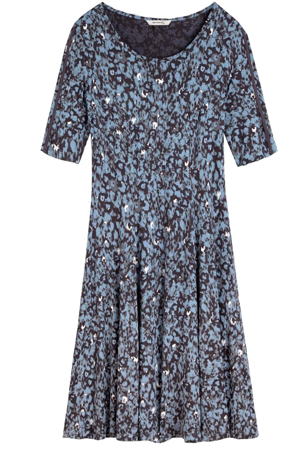 Blue Patterned Jersey Dress