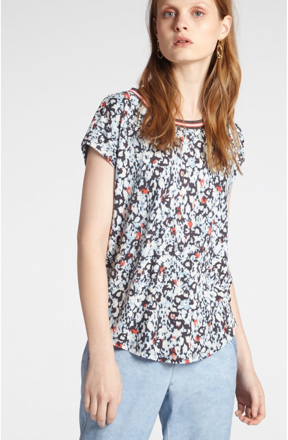 Blue Patterned T Shirt
