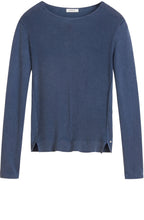 Blue Ribbed Knit Jumper