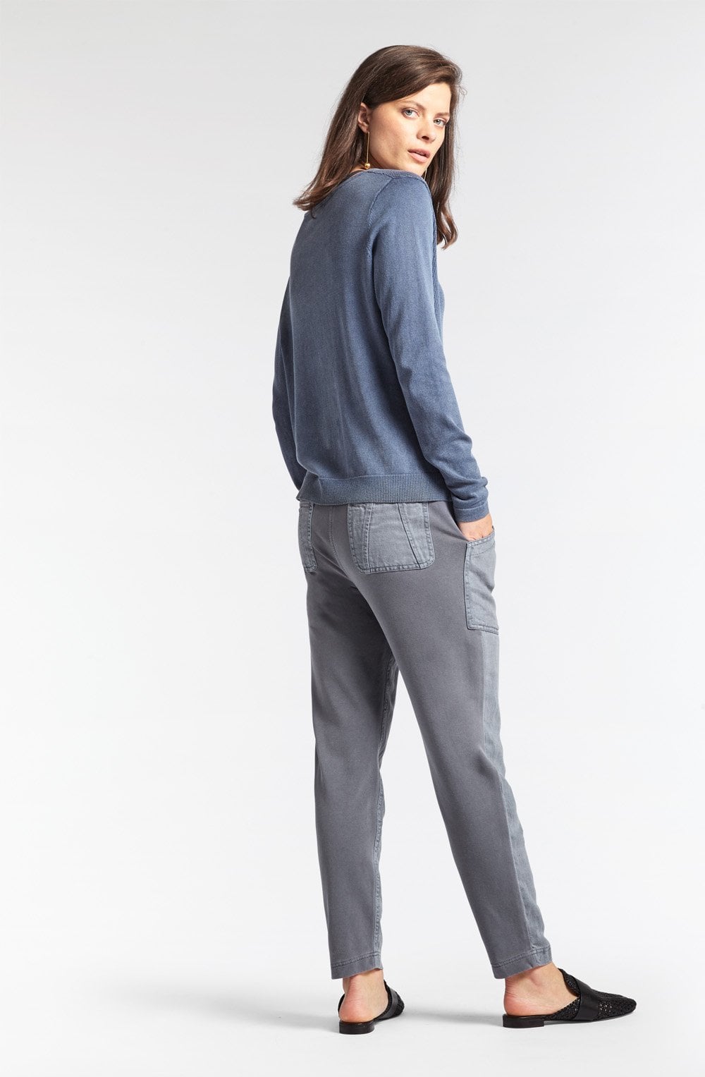 Blue Ribbed Knit Jumper