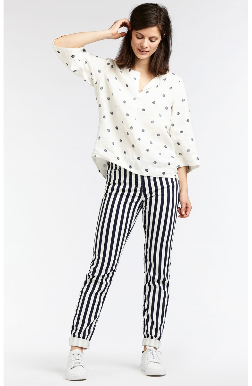 Blue & White Striped Jeans