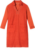Burnt Red Linen Shift Dress