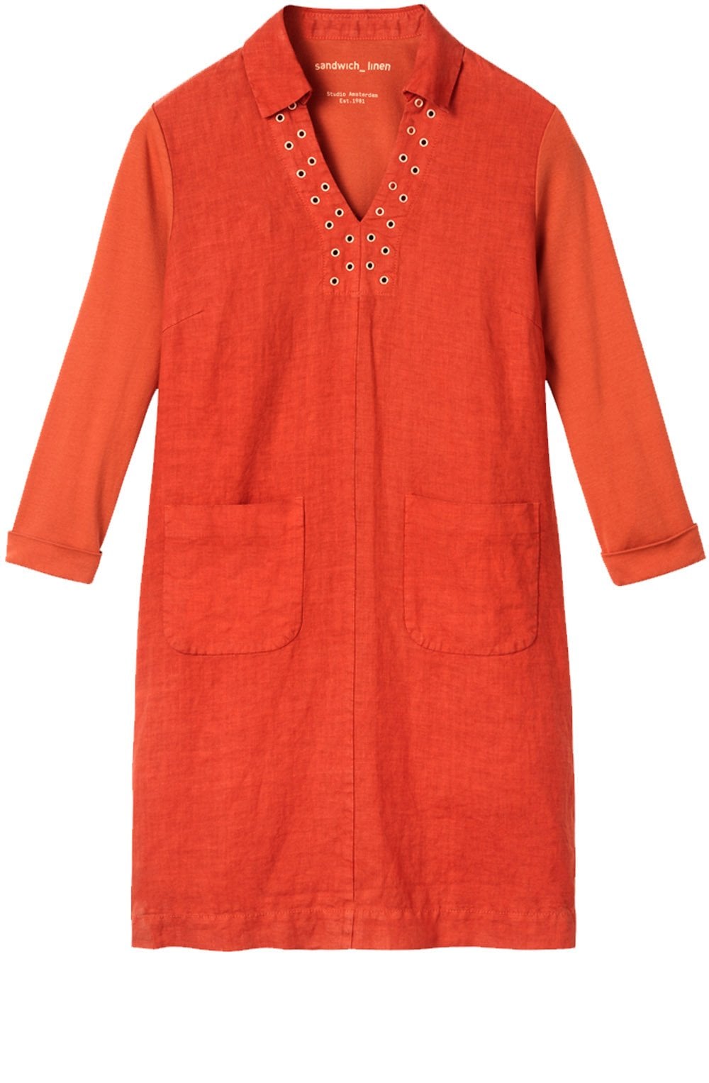 Burnt Red Linen Shift Dress