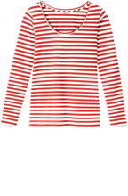 Burnt Red & Off White Striped Top