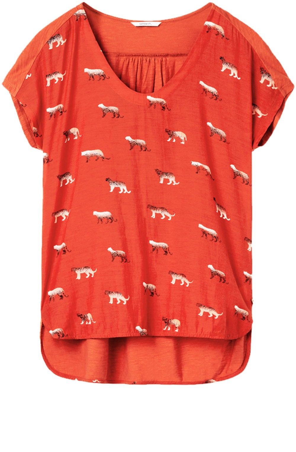 Burnt Red Tiger Print T Shirt