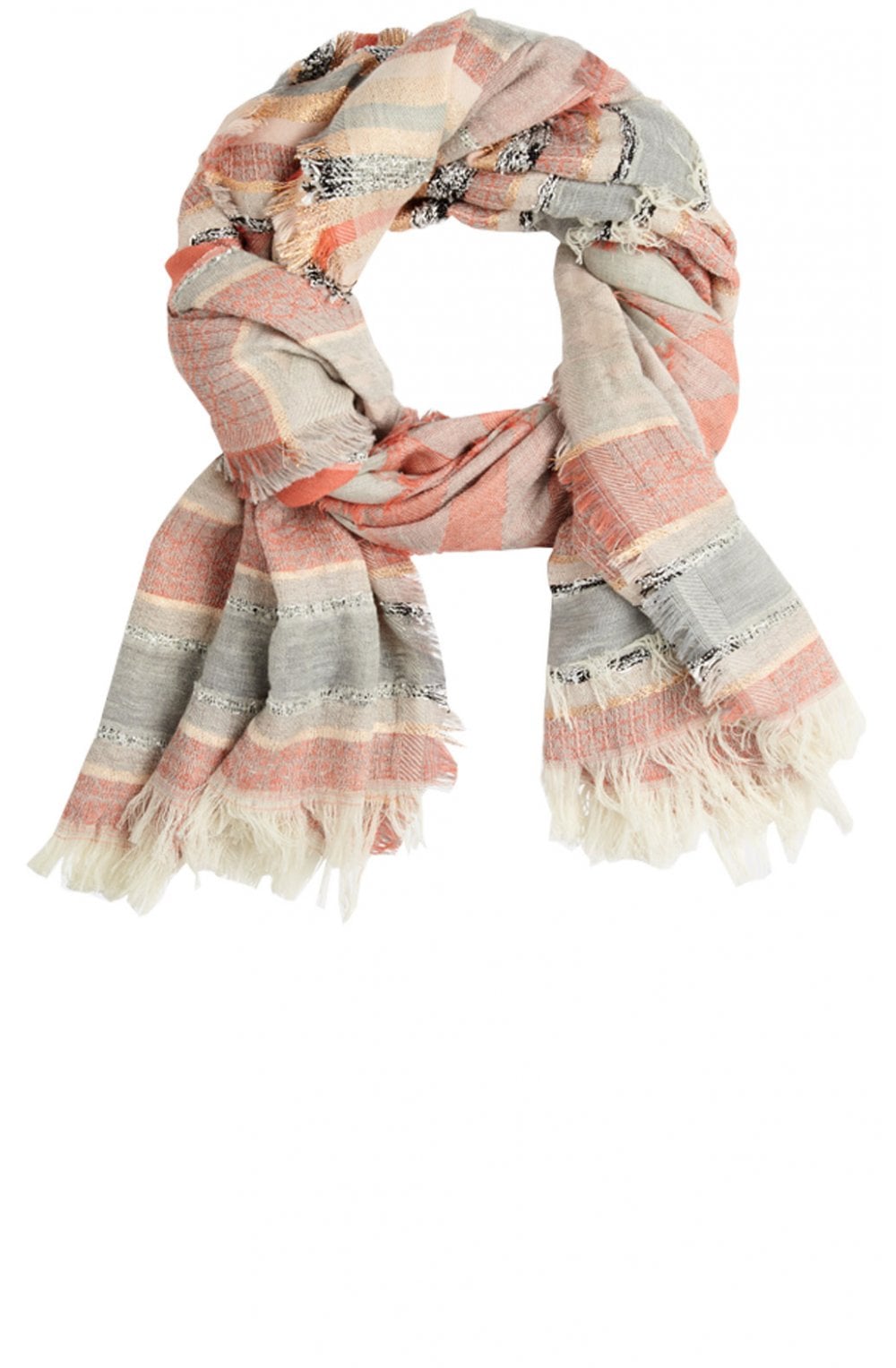 Burnt Red Woven Striped Scarf