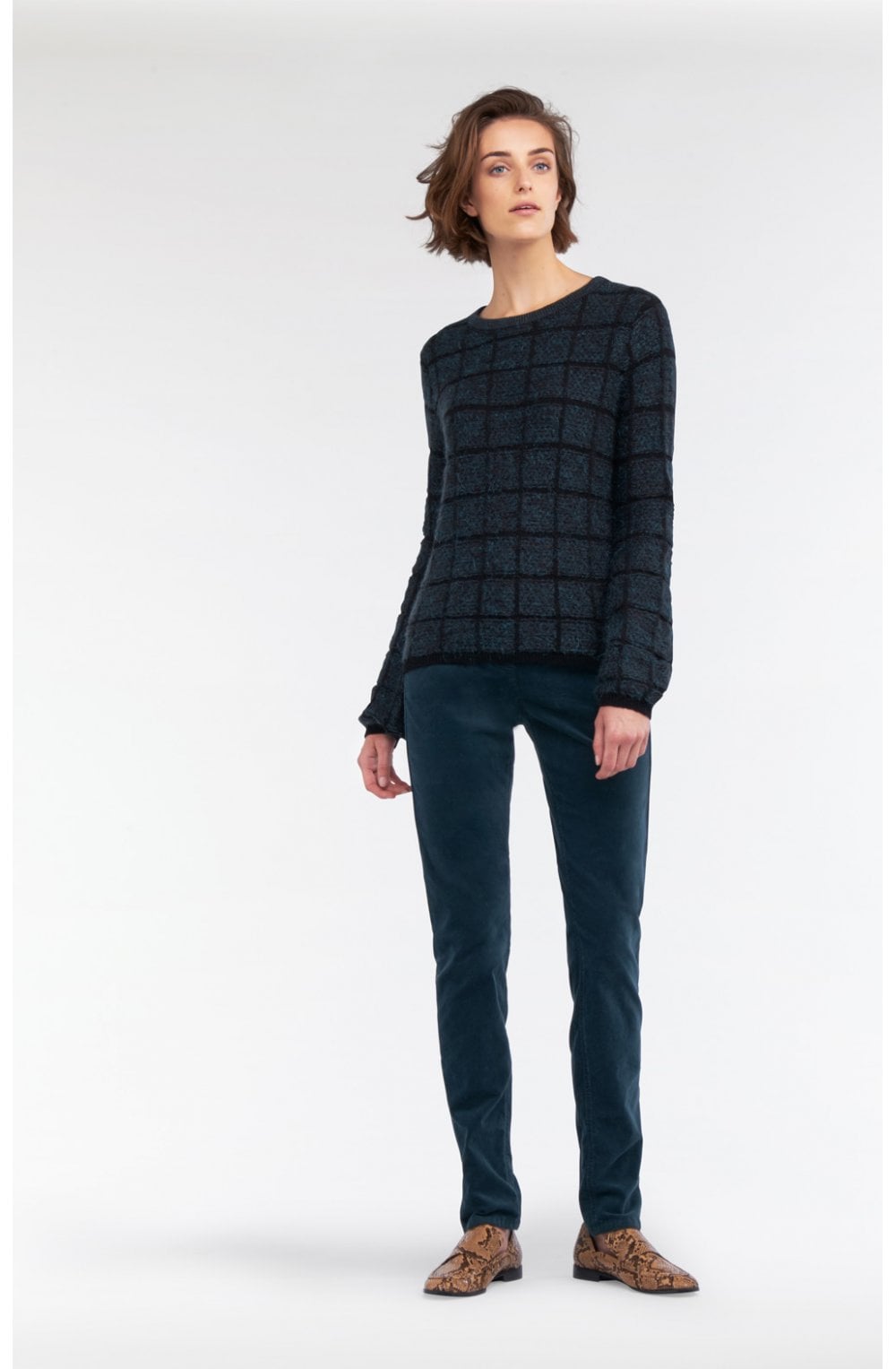 Check Textured Knit Jumper