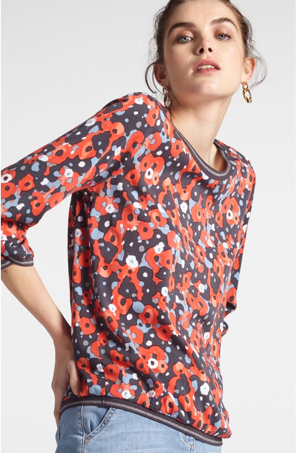 Coral Bold Print Blouse