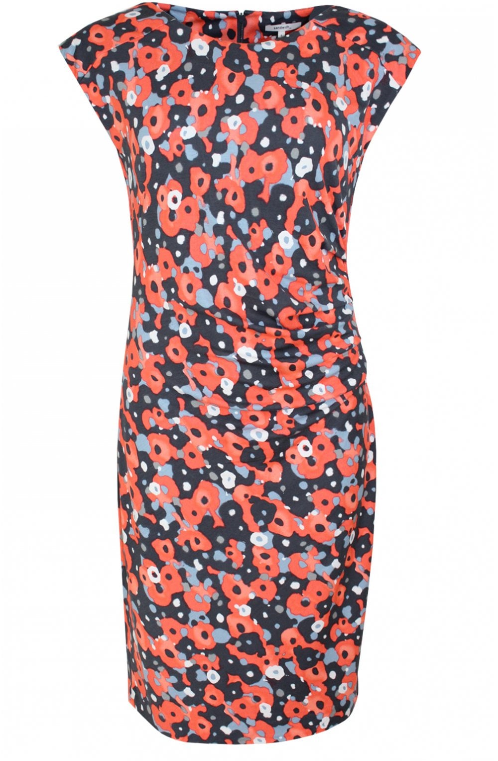 Coral Bold Print Jersey Dress