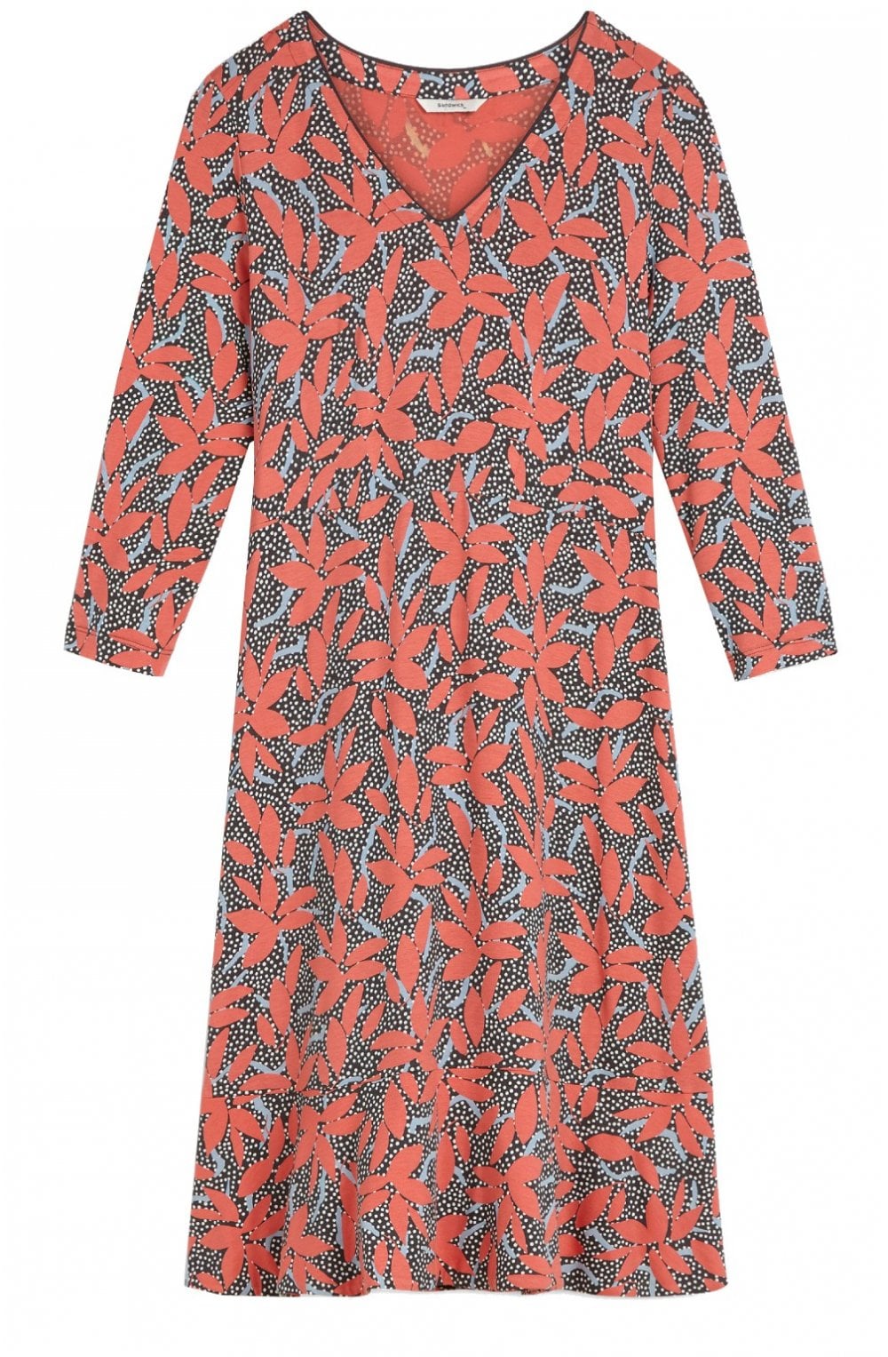 Coral Floral Print Dress