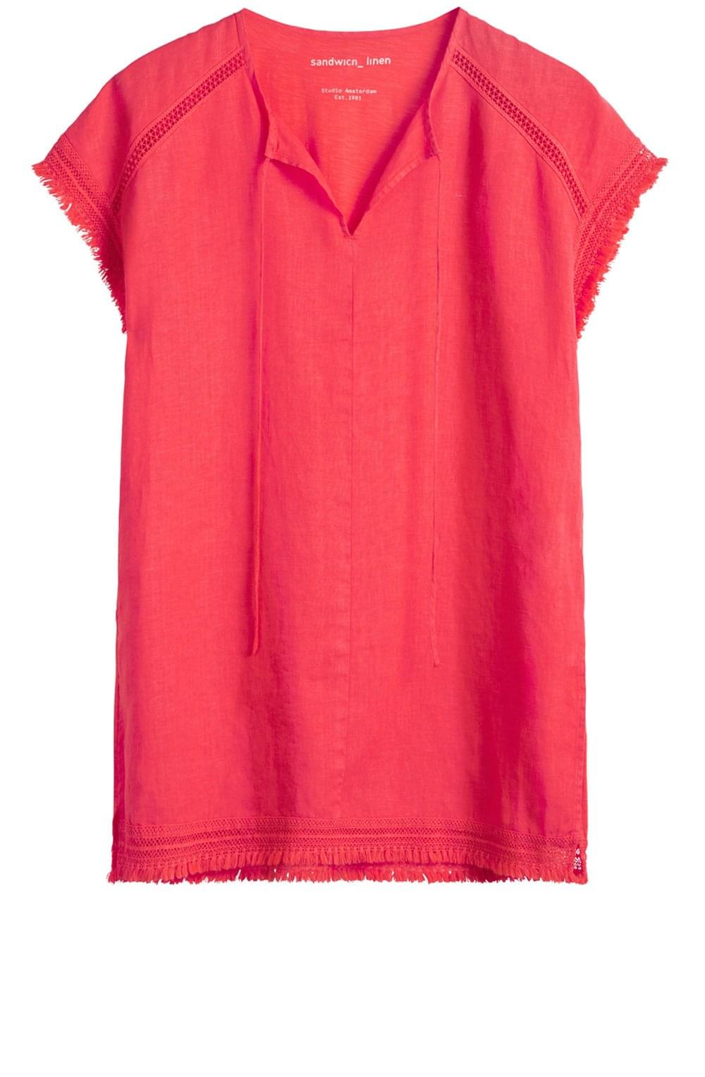 Coral Linen Front Tunic
