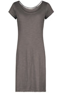 Cotton jersey marled knee length dress driftwood