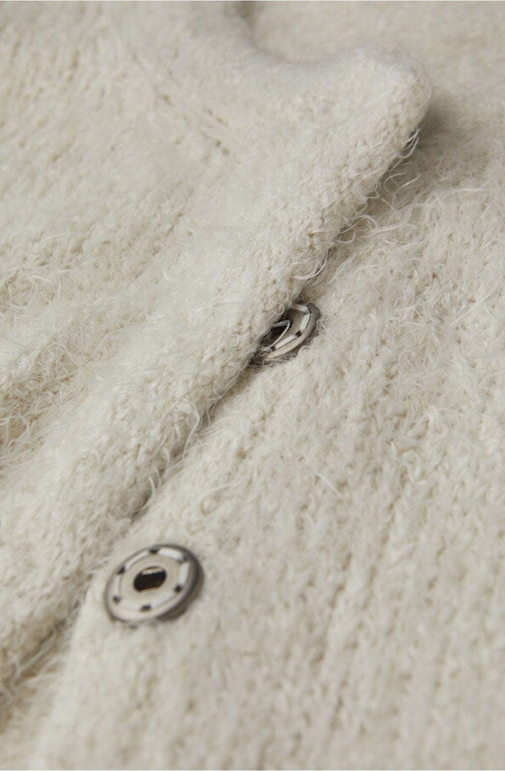 Cream Fluffy Three Button Cardigan