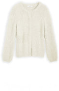 Cream Fluffy Three Button Cardigan