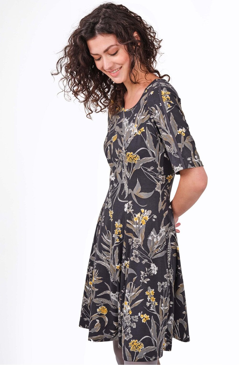 Dark Grey Floral Print Dress